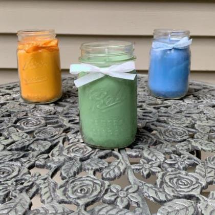 Yellow + Blue = Green soy candles-c..