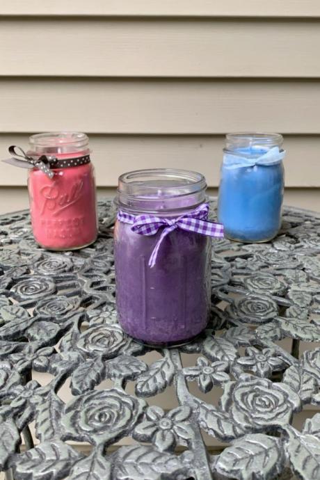 Set of 3 pint sized soy candles-candles with wicks-soy candles-scented candles-candle sets-rustic-favors-wedding-mason jar candles-spa scent