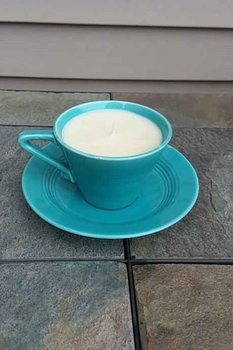 Vanilla Tea Cup Candle-soy Candle-vanilla Candle-tea Cup Candles-party Favors-home Decor Candles-candles With Wicks-candle Holder