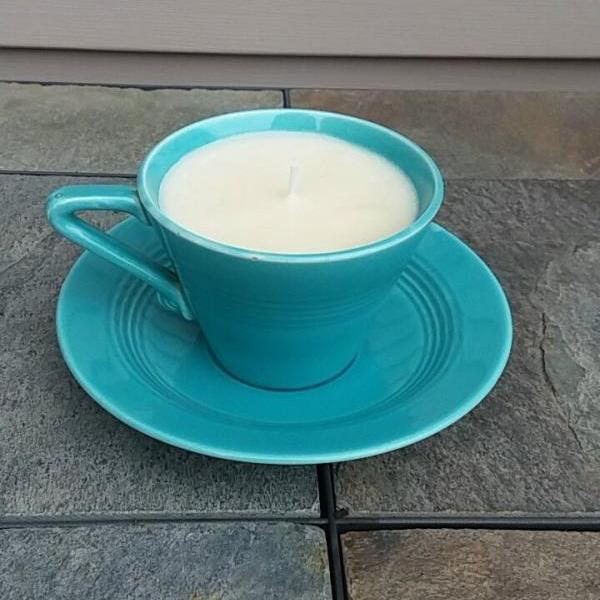 Vanilla Tea Cup Candle-soy candle-vanilla candle-tea cup candles-party favors-home decor candles-candles with wicks-candle holder