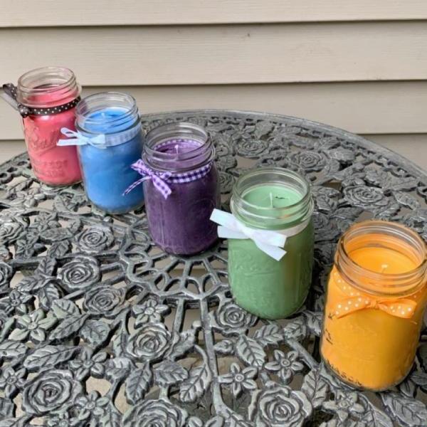 Rainbow Spectrum pint sized candles-soy candles-candles with wicks-mason jar candles-scented candles-spa scents-party favors-housewarming